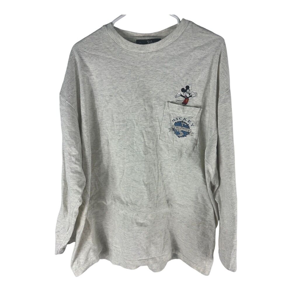 Vintage Disney Originals Pocket T-Shirt Mickey Mouse Mickey Worldwide *Stained*